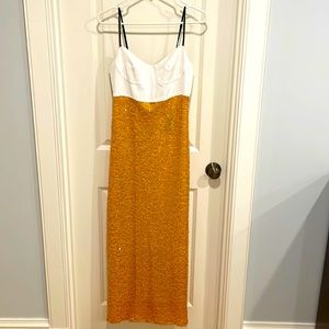 NWT Allen Schwartz White and Yellow Sequin Dress